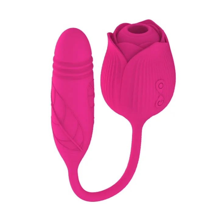 RMT Rose Clitoral Sucker with Thrusting Mini Bullet Female Sex Toys