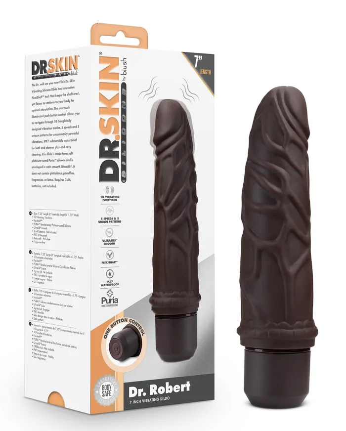 Dildos Blush Novelties Dr Skin Silicone Dr Robert 7 Inch Vibrating Dildo Brown Dildos Blush Novelties Dr Skin Silicone Dr Robert 7 Inch Vibrating Dildo Brown