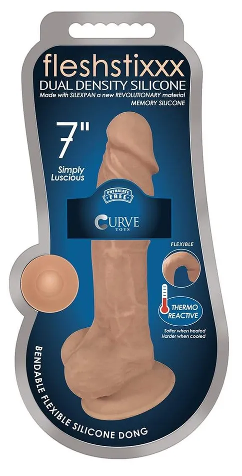 Dildos Curve Toys 7 Inch Fleshstixxx Silicone Dildo With Balls Latte