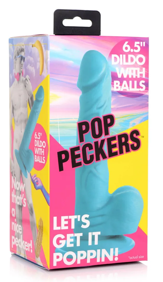 Dildos Pop Pecker 65 Inch Dildo With Balls Blue XR Brands Pop Peckers