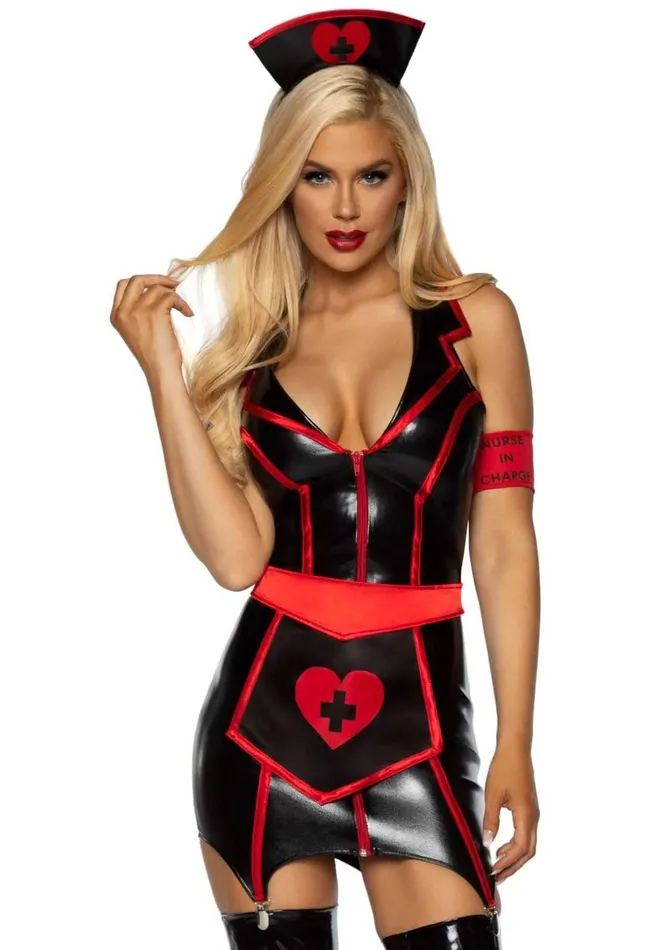 Leg Avenue Anal Naughty Nurse Costume Small Blackred