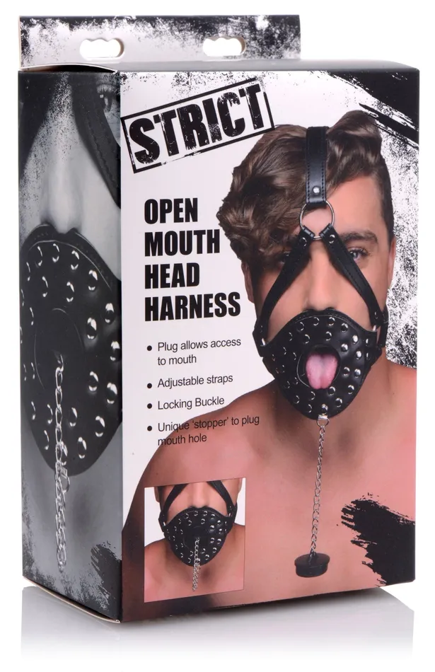 Open Mouth Head Harness XR Brands Strict Female Sex Toys