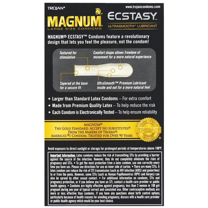 Paradise Marketing Female Sex Toys Trojan Magnum Ecstasy Condoms Box Of 10