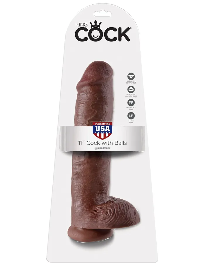 Pipedream Dildos King Cock 11 Inch Cock With Balls Brown