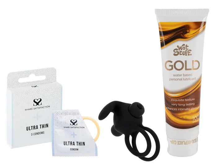Playmate Male Sex Toys Vibrating Cock Ring Wet Stuff Gold 3Pack Condom Bundle Playmate Male Sex Toys Vibrating Cock Ring Wet Stuff Gold 3Pack Condom Bundle