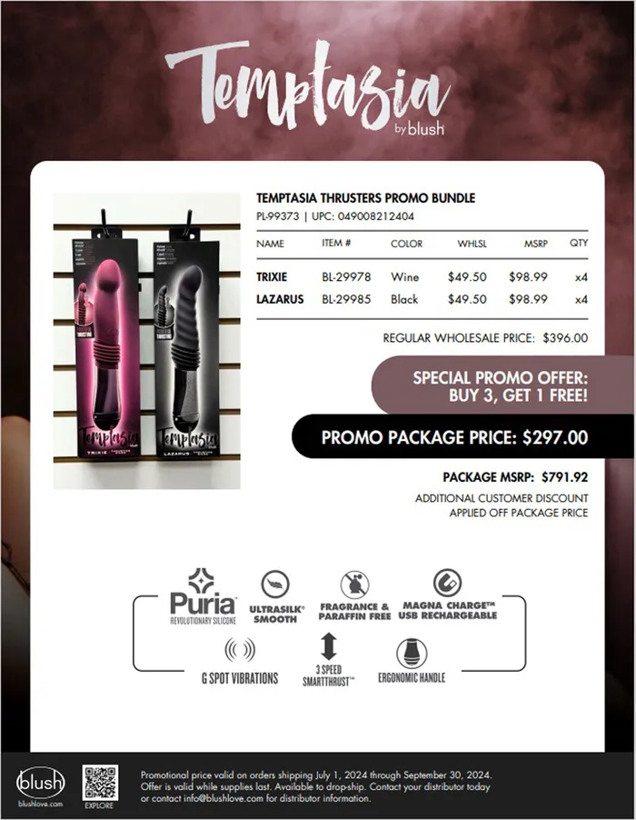 Temptasia Thrusters Promo Bundle Blush Vibrators