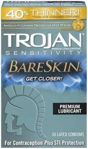 Trojan Sensitivity Bareskin Lubricated Condoms 10 Pack Trojan Condoms Male Sex Toys Trojan Sensitivity Bareskin Lubricated Condoms 10 Pack Trojan Condoms Male Sex Toys