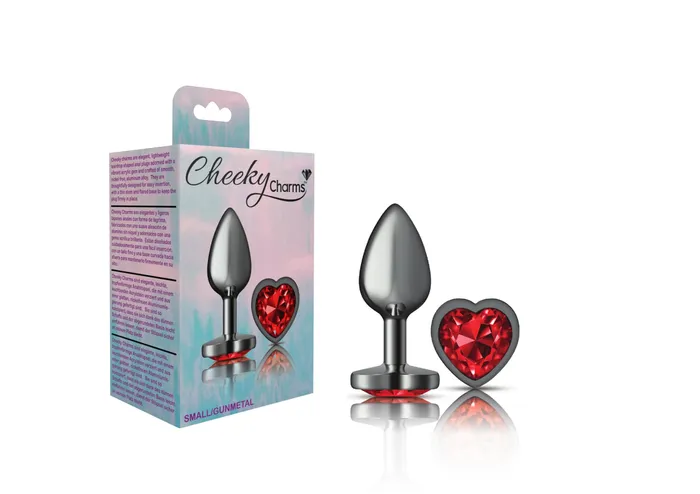 Viben Anal Cheeky Charms Gunmetal Metal Butt Plug Heart Dark Red Small Viben Anal Cheeky Charms Gunmetal Metal Butt Plug Heart Dark Red Small