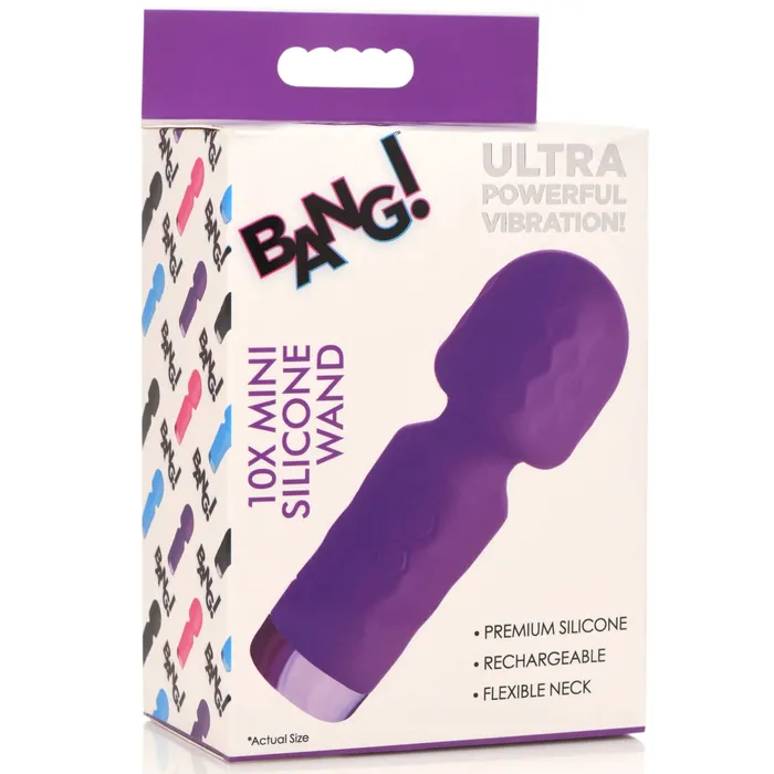 XR Brands Bang 10x Mini Silicone Wand Purple Vibrators