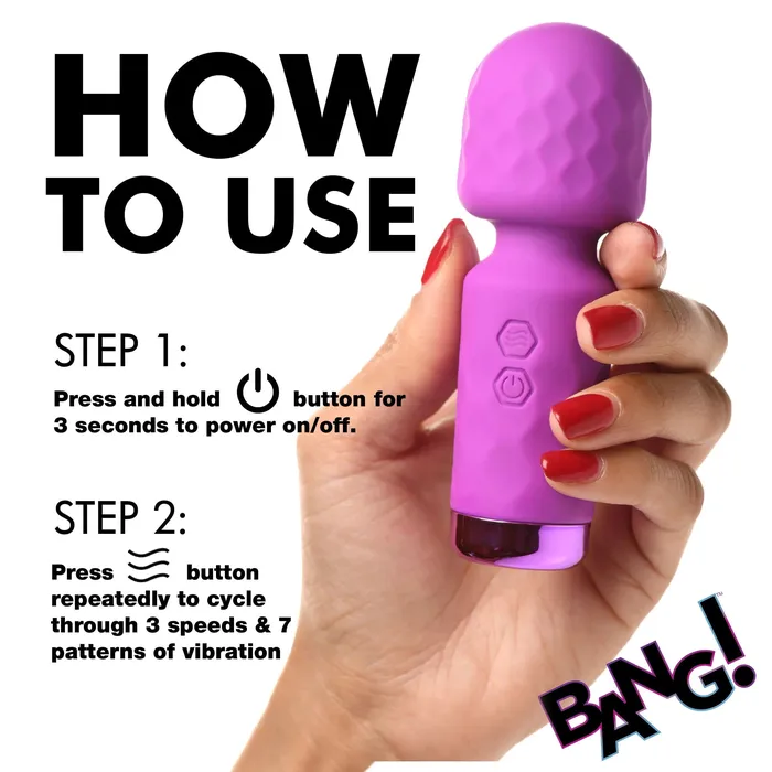 XR Brands Bang 10x Mini Silicone Wand Purple Vibrators XR Brands Bang 10x Mini Silicone Wand Purple Vibrators