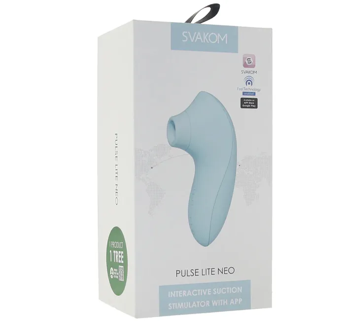 Erotica Adult Toys Female Sex Toys Pulse Lite Neo Suction Stimulator with App in Seafoam Blue