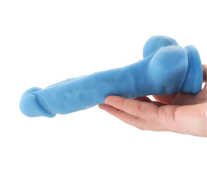 Erotica Adult Toys Neo 75 Inch Dual Density Cock with Balls in Blue Dildos