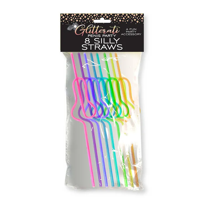Glitterati Silly Penis Straws 8pk Little Genie Male Sex Toys