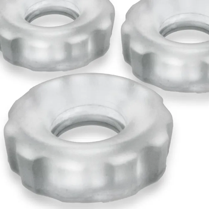Hunkyjunk Super Hunkyjunk 3 Pc Cockrings Clear Ice Dildos