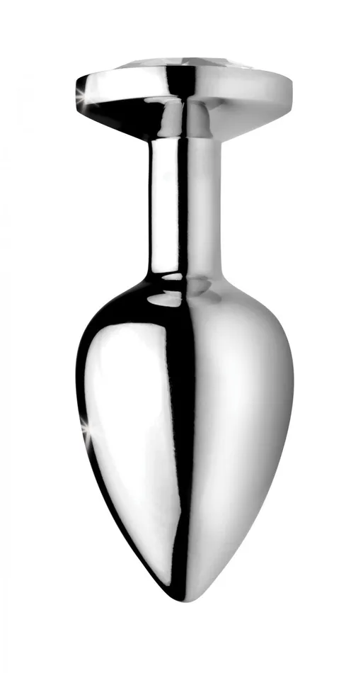 XR Brands Anal Silver Anal Plug wClear Gem