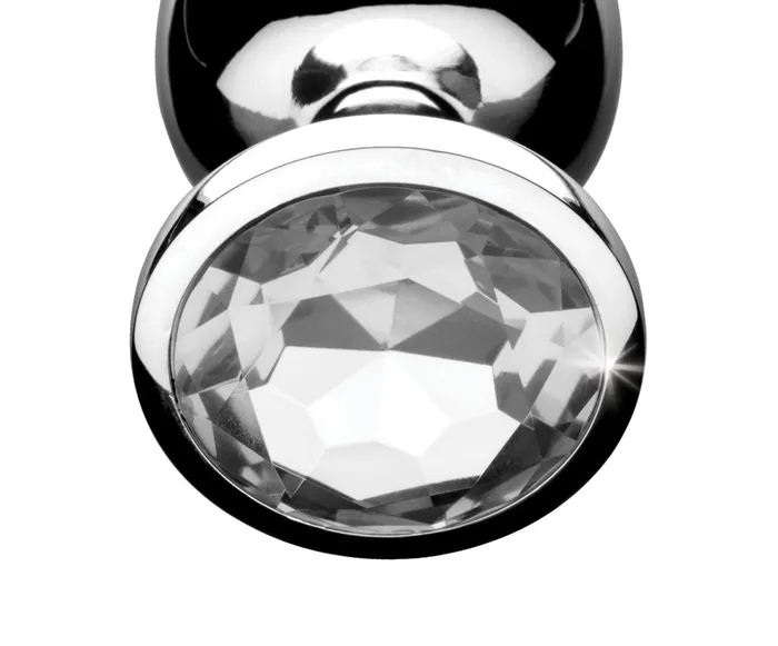 XR Brands Anal Silver Anal Plug wClear Gem