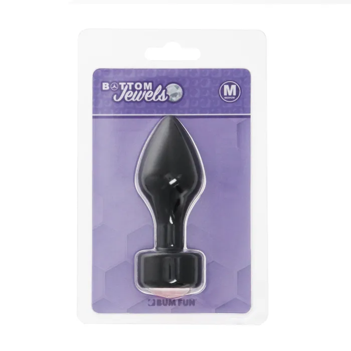 BUM FUN Anal BOTTOM JEWELS BLACK ALLOY W CLEAR JEWEL PLUG