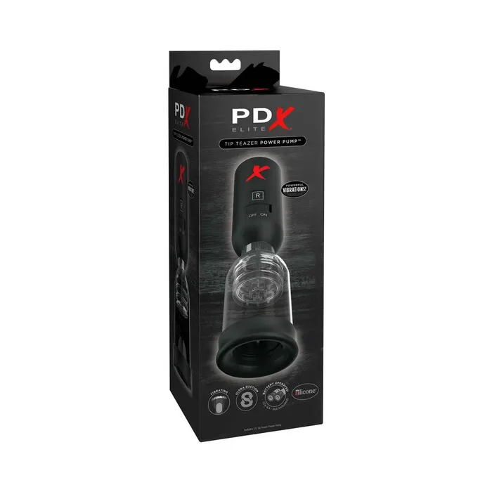 PDX Brands PDX Elite Tip Teazer Vibrating Suction Power Pump ClearBlack Anal PDX Brands PDX Elite Tip Teazer Vibrating Suction Power Pump ClearBlack Anal