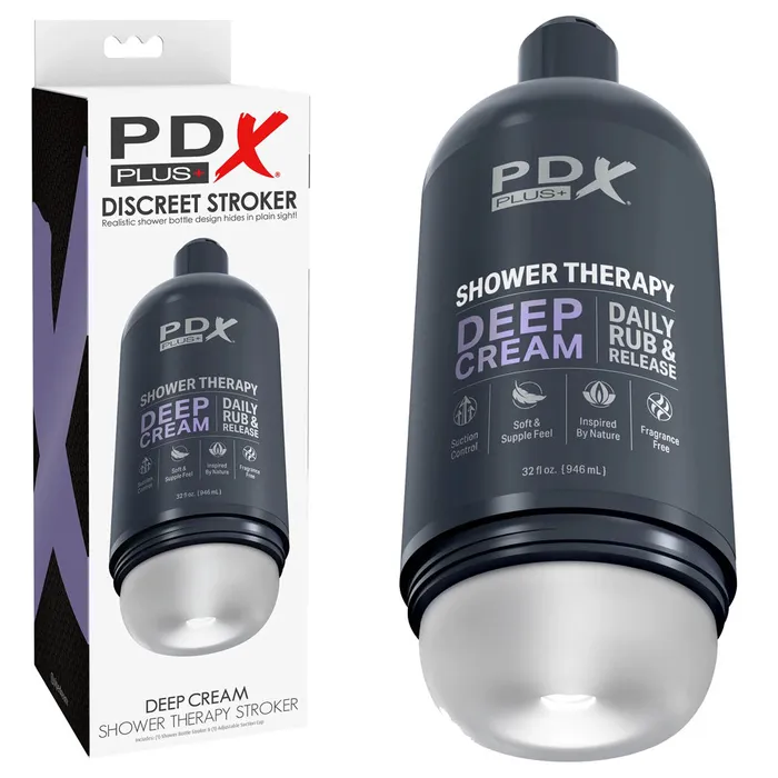 PDX Plus Shower Therapy Deep Cream Frosted Discreet Stroker with Suction Base Pipedream Male Sex Toys PDX Plus Shower Therapy Deep Cream Frosted Discreet Stroker with Suction Base Pipedream Male Sex Toys