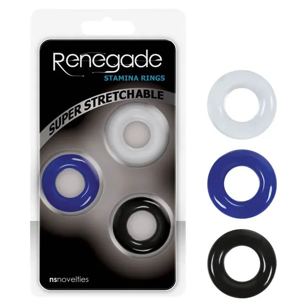 Renegade Stamina Rings Coloured Cock Rings Set of 3 NS Novelties Male Sex Toys Renegade Stamina Rings Coloured Cock Rings Set of 3 NS Novelties Male Sex Toys