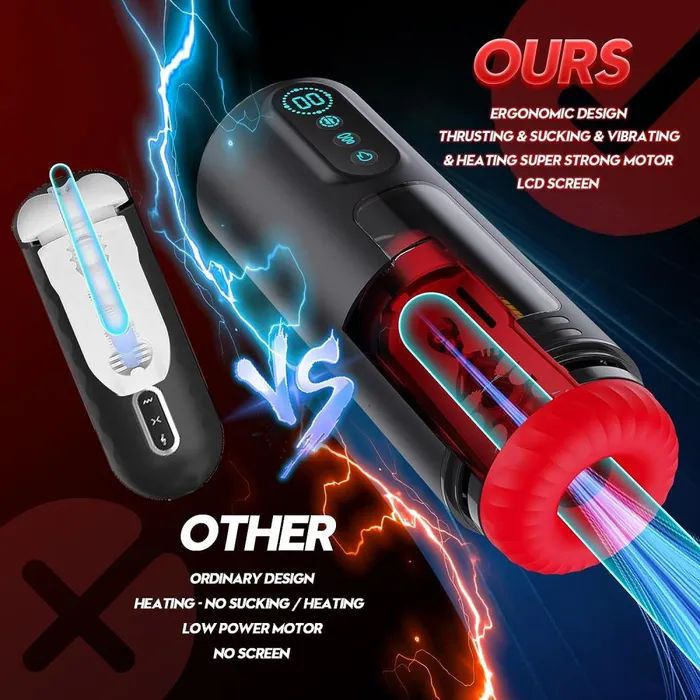 soniker Male Sex Toys LCD Heating Automatic Male Masturbator Cup Penis Pump with 9 Sucking Thrusting Pocket Pussy Blowjob