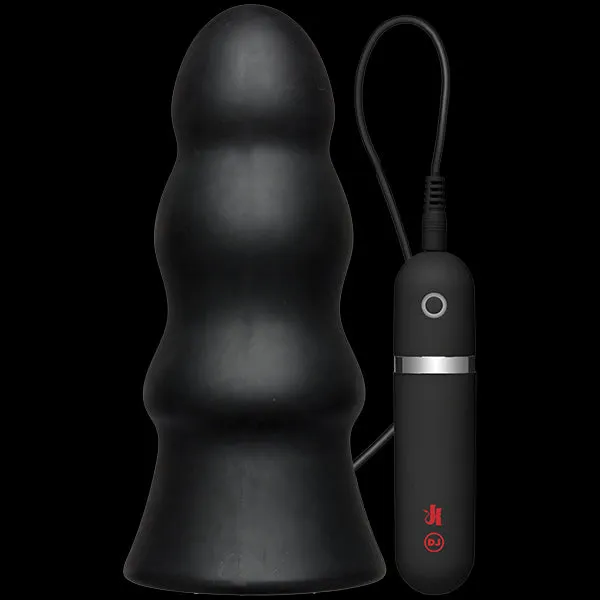 Anal Kink Vibrating Silicone Butt Plug Rippled 75 Black Doc Johnson Novelties
