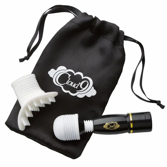 Cloud 9 Pro Sensual Mini Wand WBonus Tip Travel Pouch Black Cloud 9 Novelties Vibrators