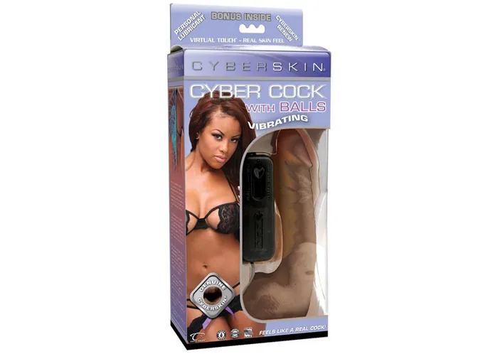Cyberskin Vibrating Cybercock With Balls Dark Topco Female Sex Toys