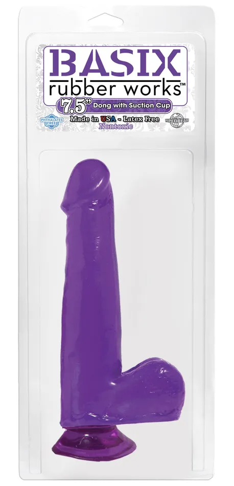 Dildos Pipedream Products Basix Rubber Works 75in Dong WSuction Cup Purple
