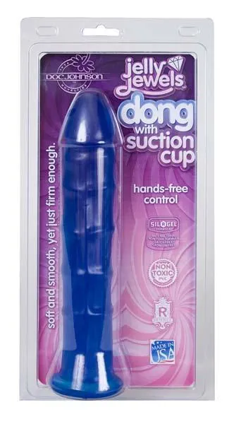 Doc Johnson Novelties Dildos Jelly Dong WSuction Cuo Sapphire