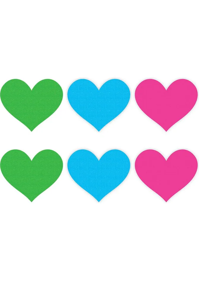Female Sex Toys XGen Products Pasties Neon Heart 3pk Assorted