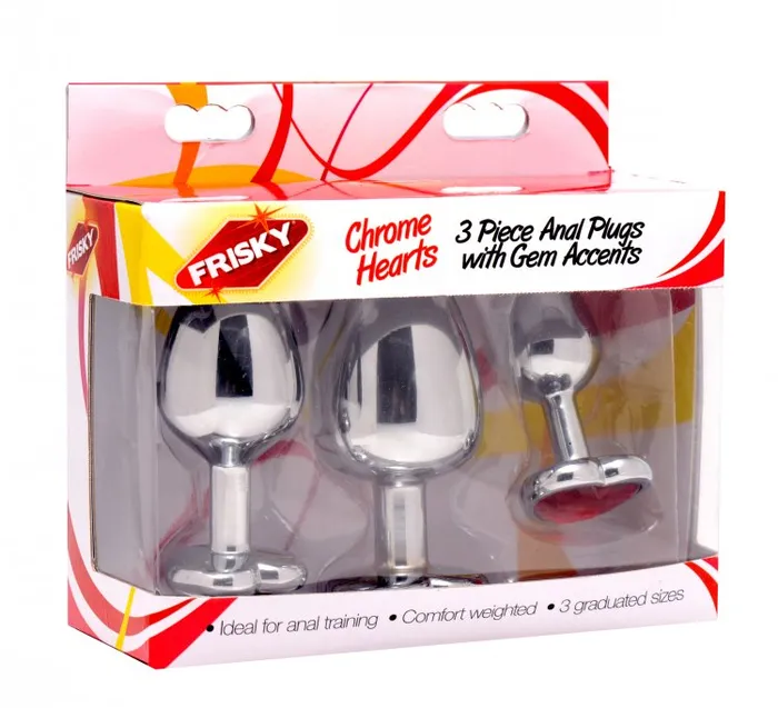 Frisky Chrome Hearts 3 Piece Anal Plugs WGem Accents XR Brands Male Sex Toys