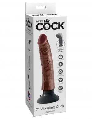 King Cock 7in Cock Brown Vibrating Pipedream Products Dildos