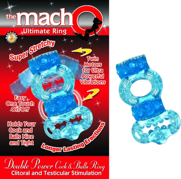 Nasstoys Macho Double Power Cock Ball Ring Blue Male Sex Toys