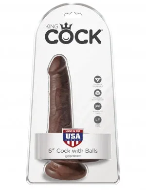 Pipedream Products Dildos King Cock 6 Cock WBalls Brown 
