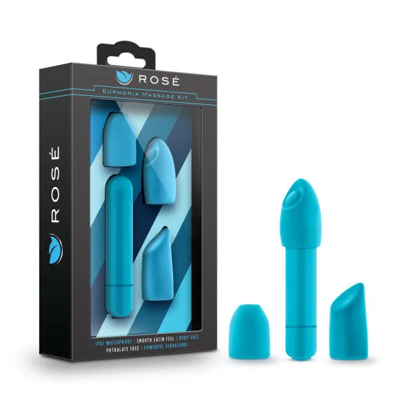 Vibrators Blush Novelties Rose Euphoria Single Speed Bullet With Tips Blue
