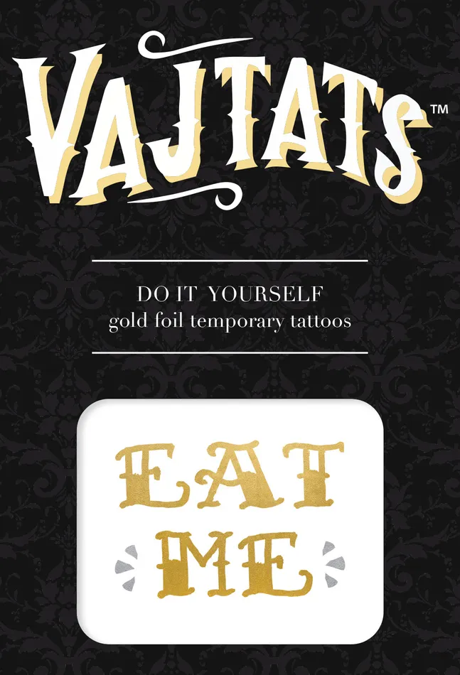 Vibrators Body Art Ink Gold Foil Tattoo Eat Me