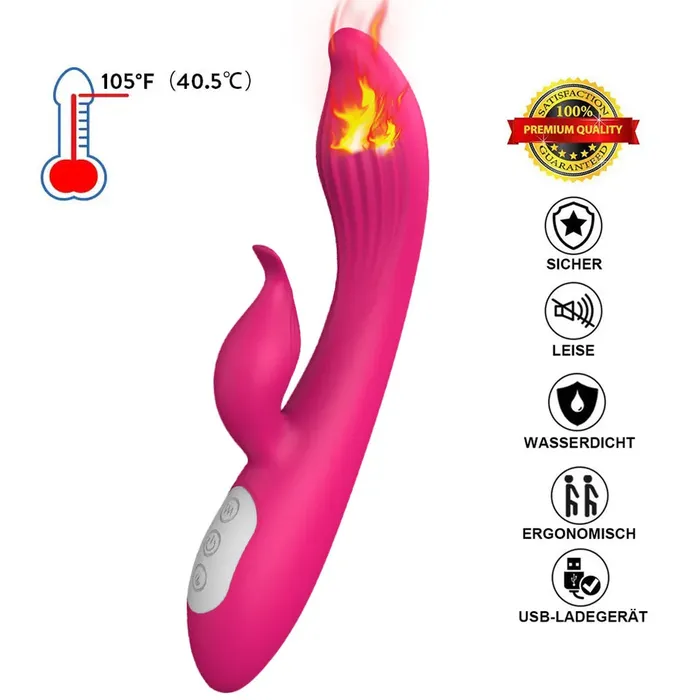 Female Sex Toys The Flame Warming 12 Function Rabbit Vibrator Pleasure Passion