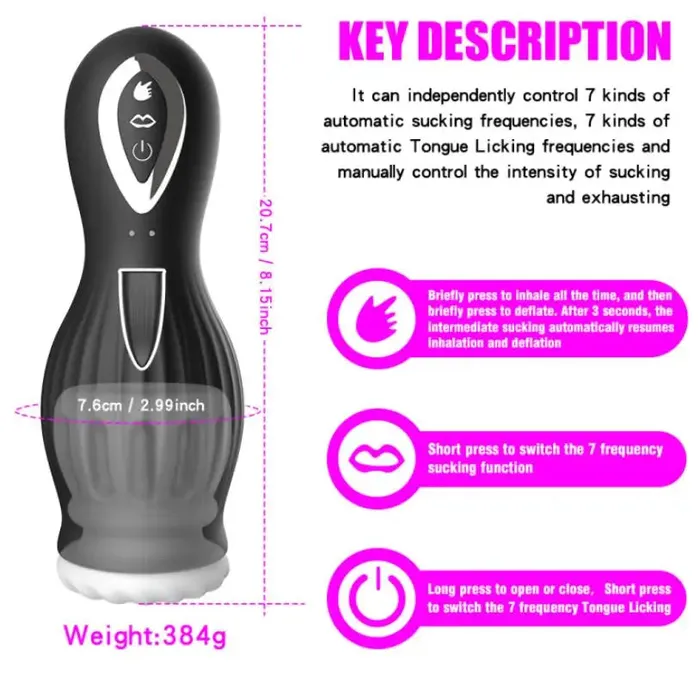 Heads Up Automatic Licking And Sucking Masturbator Cup Pleasure Passion Male Sex Toys