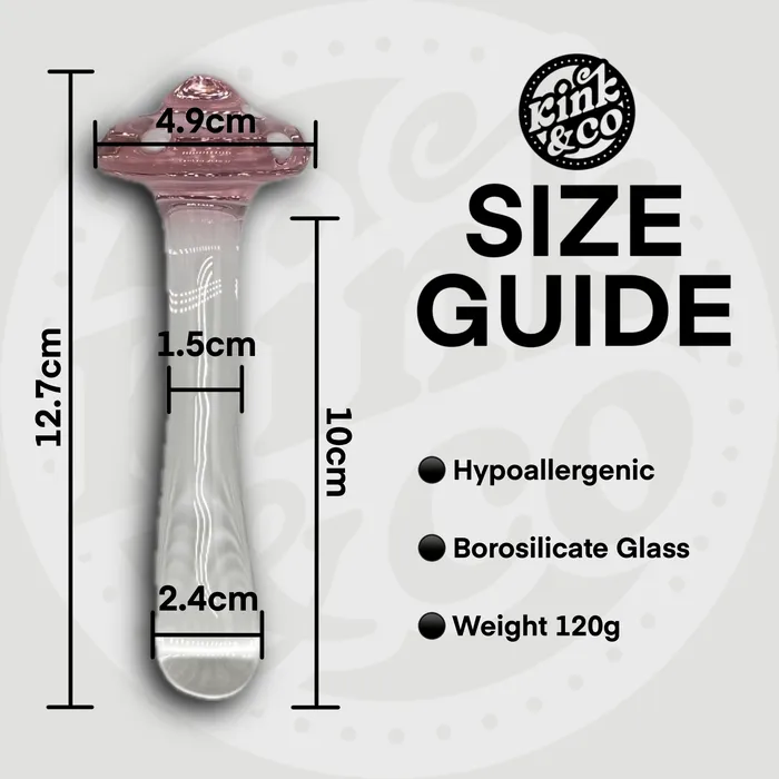 KinkCo Dildos Fantasy Pink Mushroom Glass Dildo