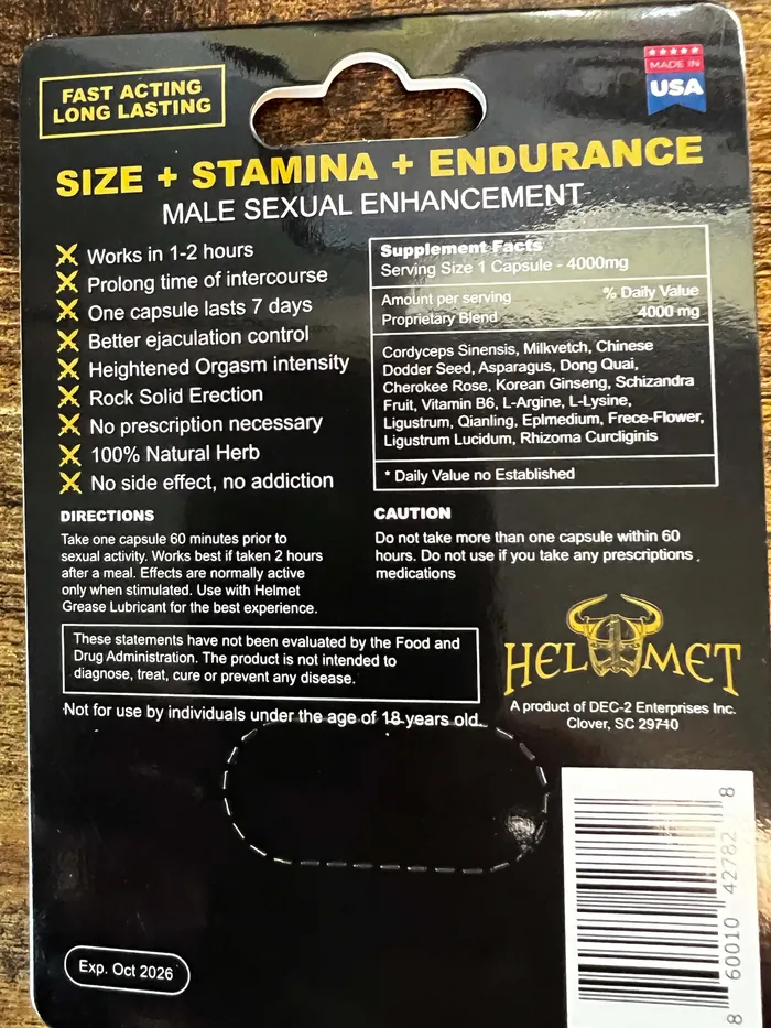 Male Sex Toys Helmet Grease HELMET Male Enhancement Pill