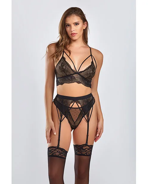 Anal iCollection Everly Dot Mesh Galloon Lace Strappy Bra Garterbelt Hipster Panty Black Anal iCollection Everly Dot Mesh Galloon Lace Strappy Bra Garterbelt Hipster Panty Black