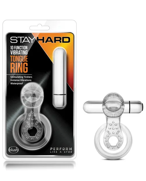 Blush Stay Hard Vibrating Tongue Ring 10 Function Blush Vibrators