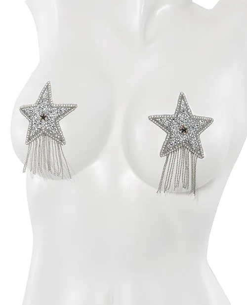 Coquette Anal Rhinestone Star Pasties Silver Os