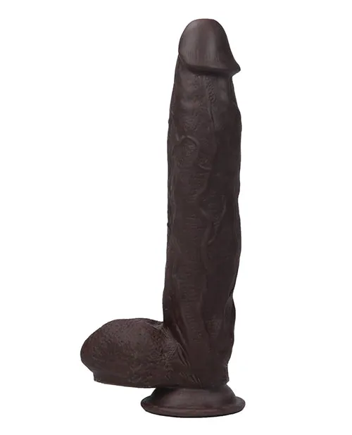 Dildos Get Lucky 12 Real Skin Series Dark Brown Thank Me Now