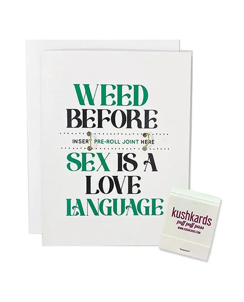 Kush Kards Couples Weed Sex Lang Greeting Card wMatchbook