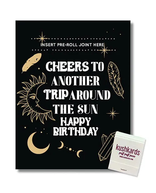 Kush Kards Dildos Cheers to Another Trip Around the World Greeting Card wMatchbook