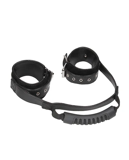 Shots Anal Shots Ouch Black White Bonded Leather Hand Cuffs Whandle