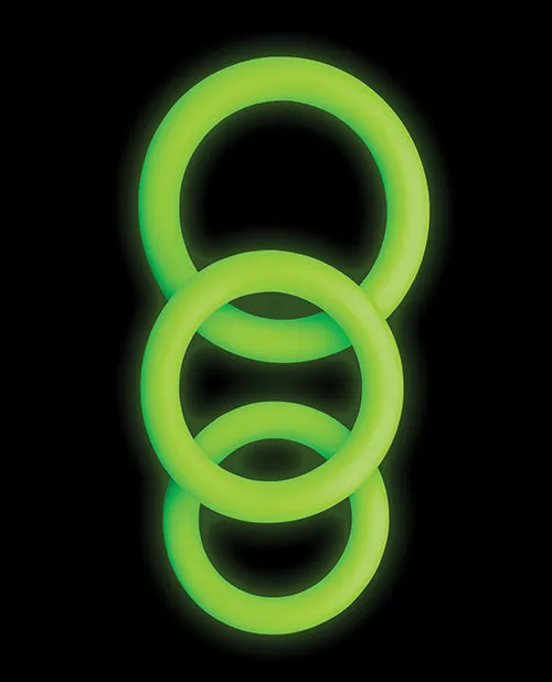 Shots Ouch 3 Pc Cock Ring Set Glow In The Dark Shots Dildos