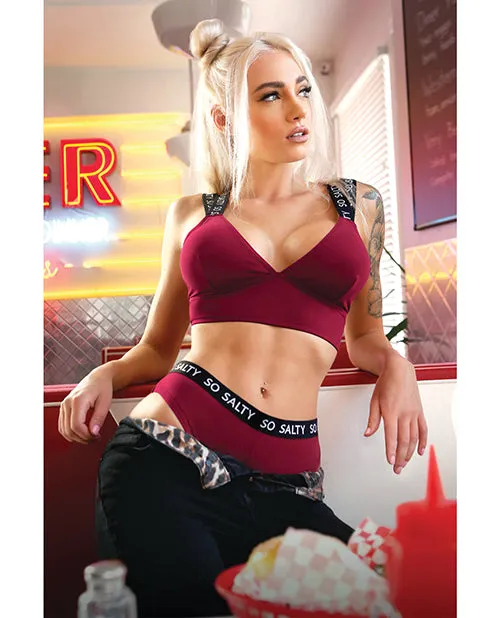 Vibes So Salty Long Line Bra Cheeky Panty Berry Bliss Fantasy Lingerie Vibrators
